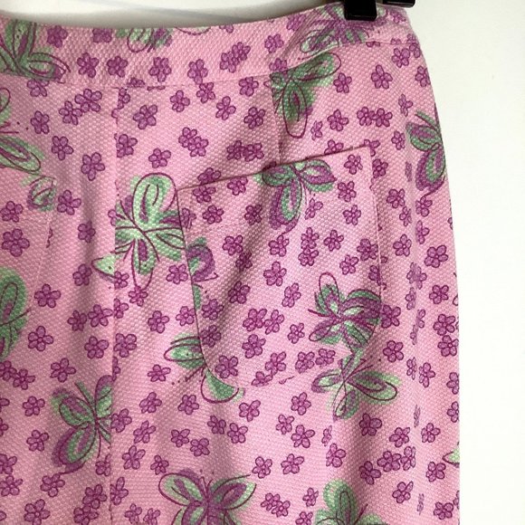 Lilly Pulitzer pink floral button 2 back pockets size 10 vintage - Picture 3 of 5